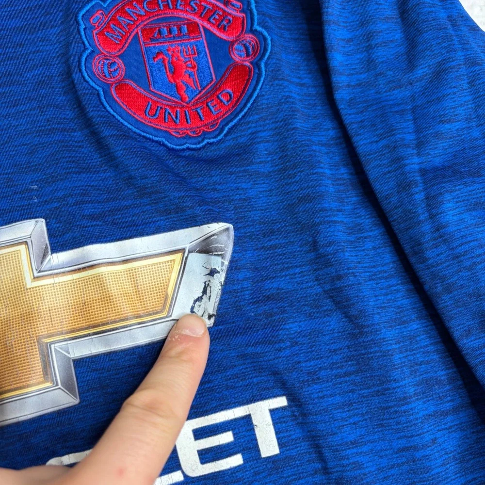 Adidas Manchester United Long Sleeve Training Jersey Blue AI6703 Mens Large